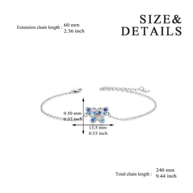 Sterling Silver Cubic Zirconia Butterfly Single Layer Anklet-5