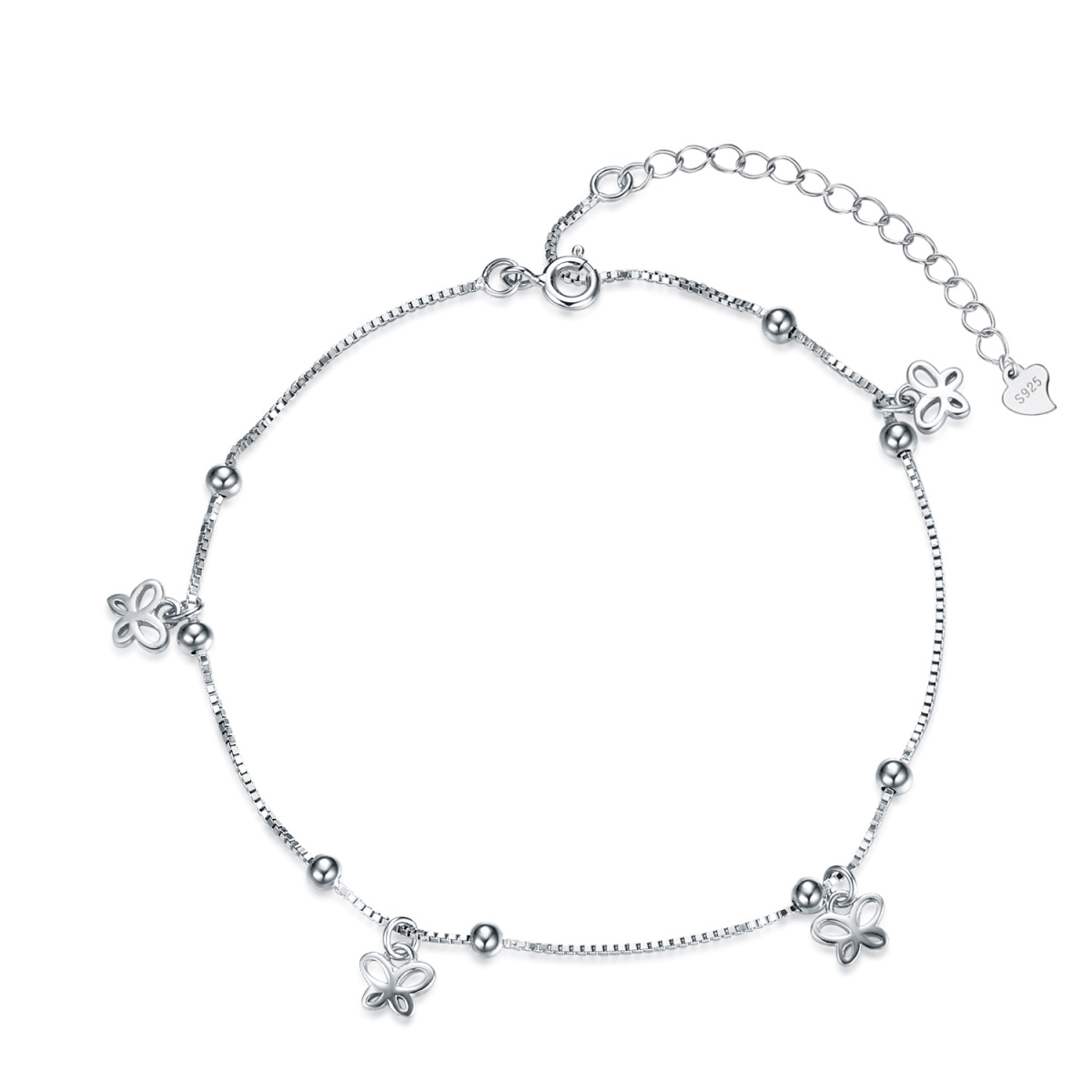 Bracelet de cheville papillon en argent sterling-1