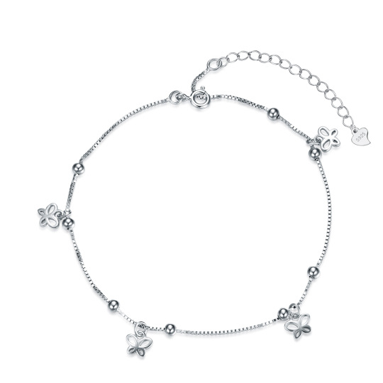 Bracelet de cheville papillon en argent sterling