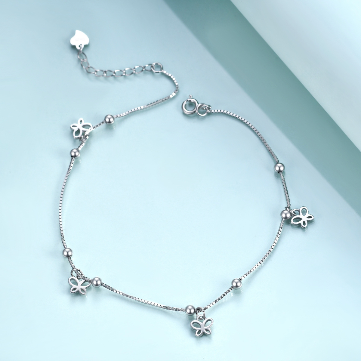 Bracelet de cheville papillon en argent sterling-4