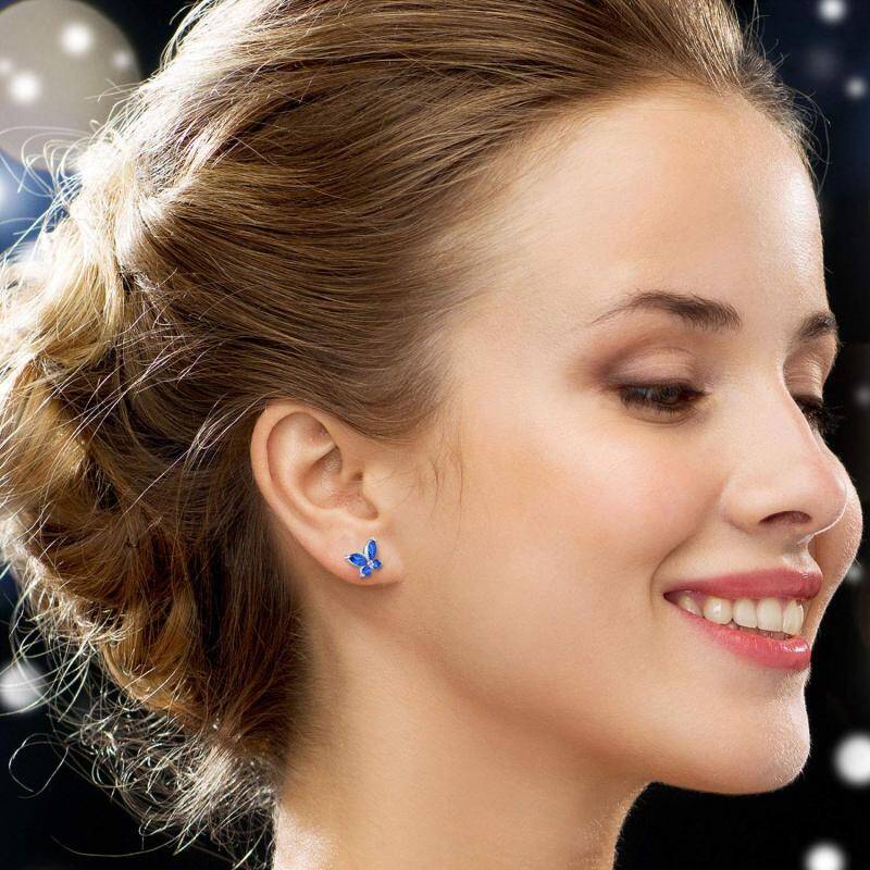 Brincos de borboleta com zircônia cúbica em prata esterlina-2