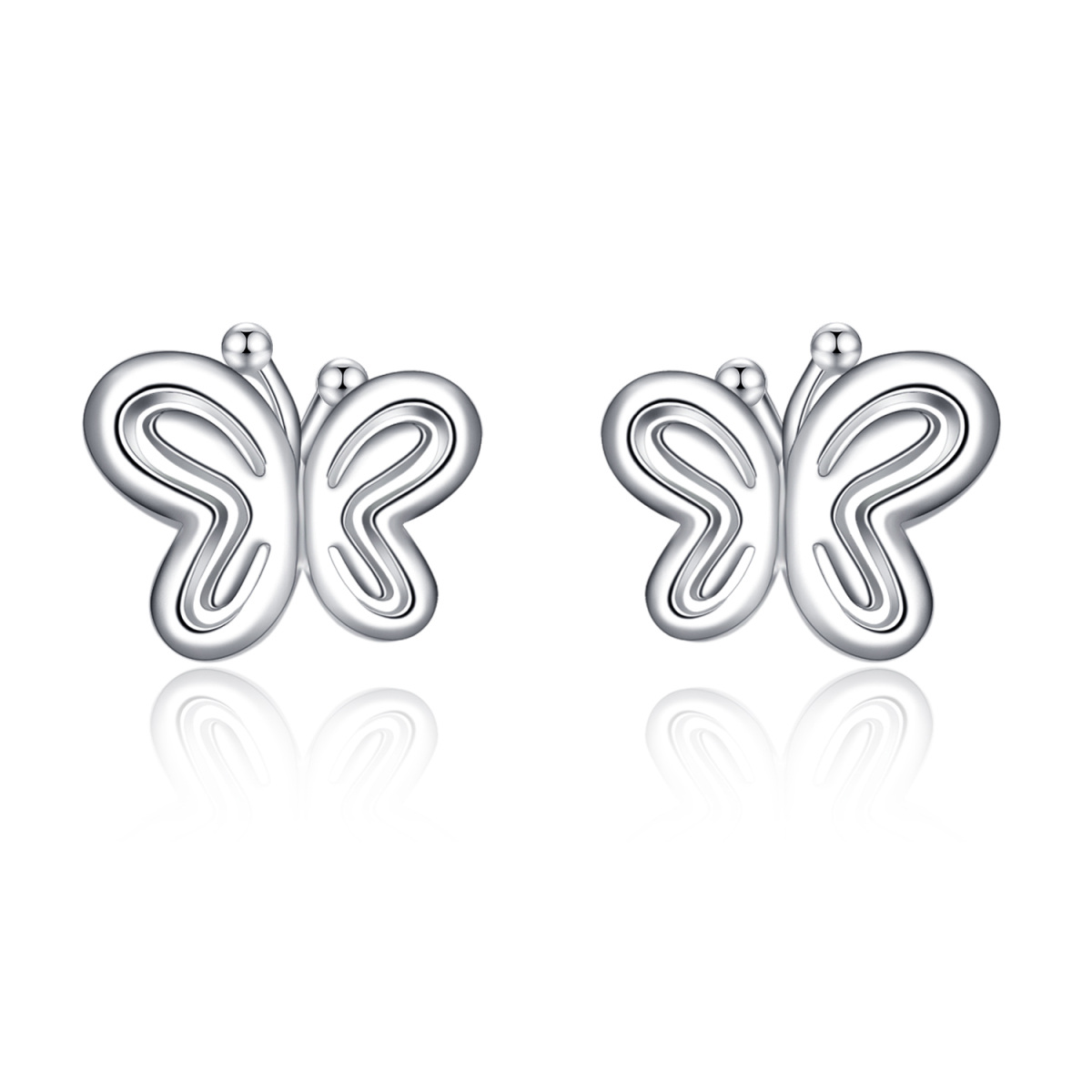 Sterling Silver Butterfly Stud Earrings-1