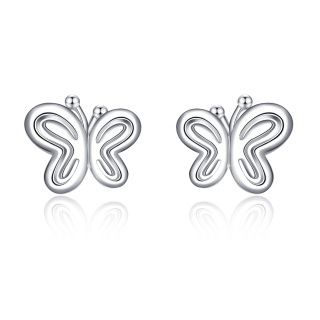 Sterling Silver Butterfly Stud Earrings-13