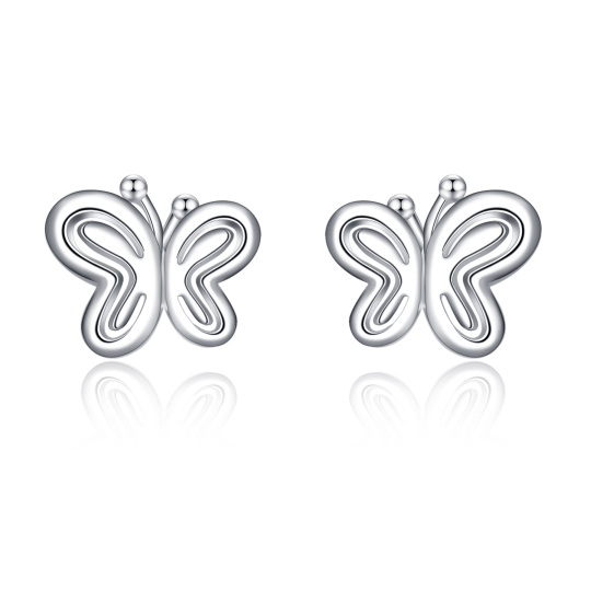 Boucles d'oreilles à tige en argent sterling avec papillon