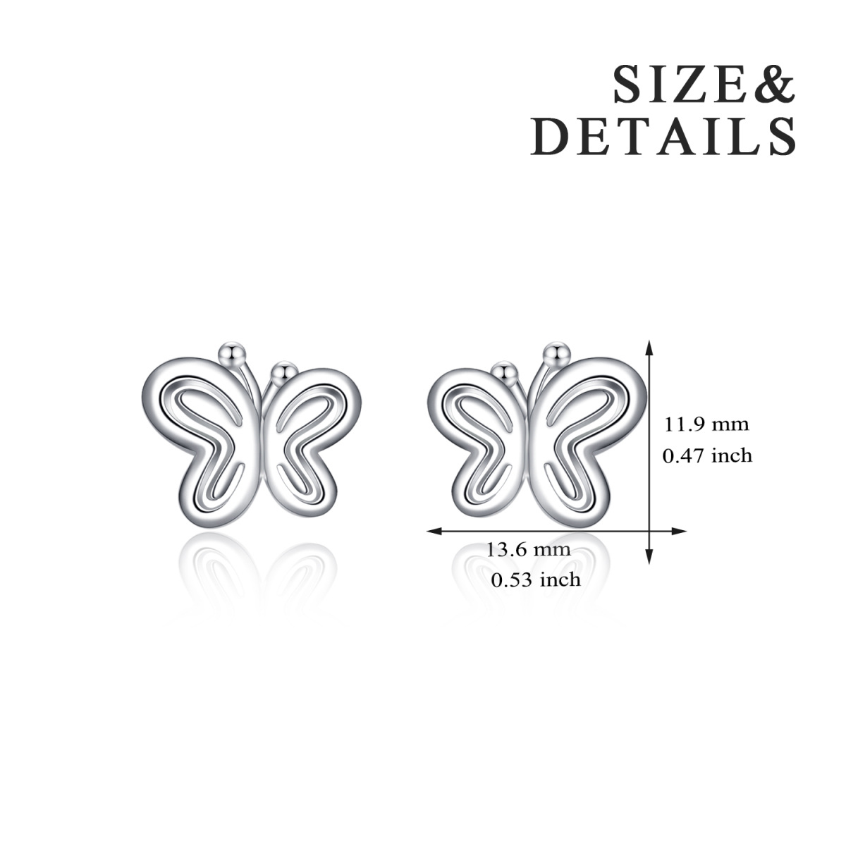 Sterling Silver Butterfly Stud Earrings-5