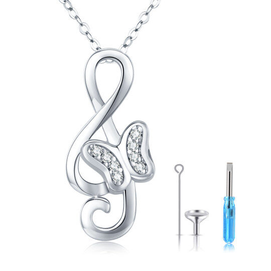 Sterling Silver Cubic Zirconia Butterfly Urn Necklace for Ashes