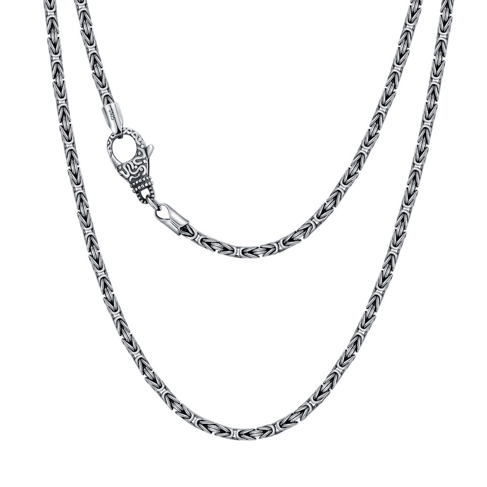 Sterling Silver Byzantine Chain Necklace-1