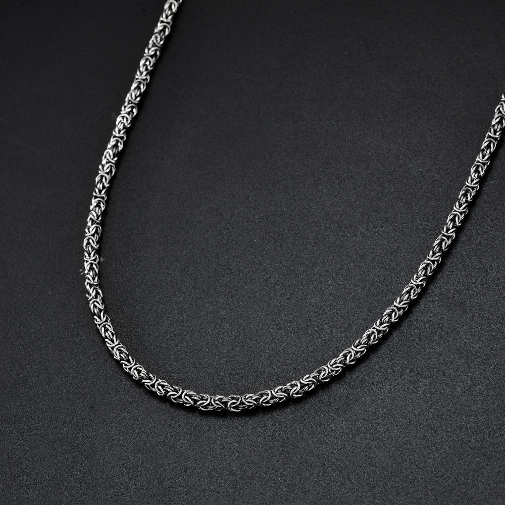 Sterling Silver Byzantine Chain Necklace-3