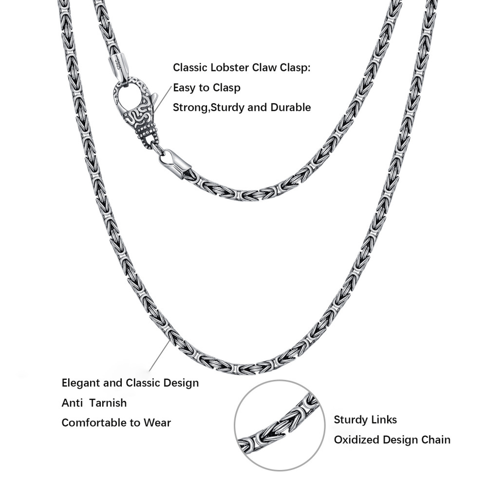 Sterling Silver Byzantine Chain Necklace-5