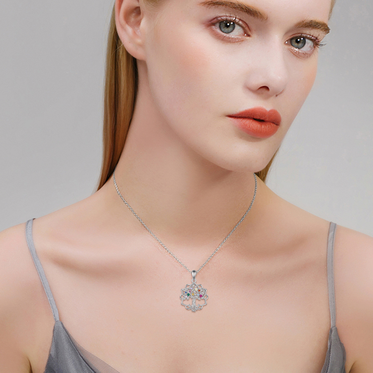 Collier en argent sterling avec pendentif Calla Lily & Tree Of Life en zircon cubique-2