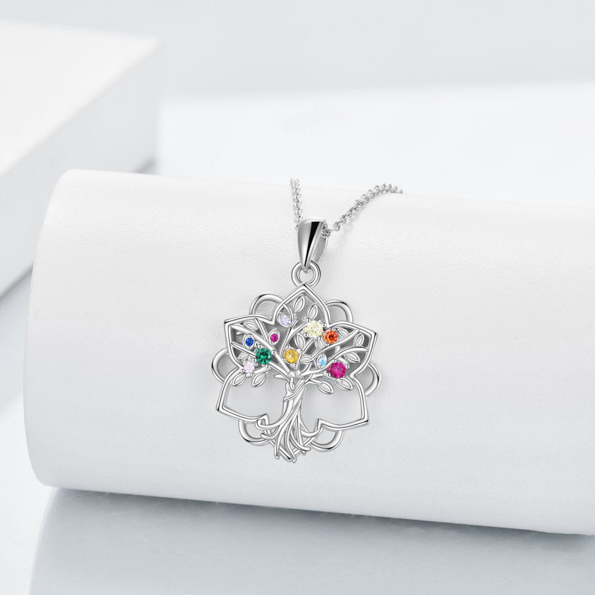 Collier en argent sterling avec pendentif Calla Lily & Tree Of Life en zircon cubique-3