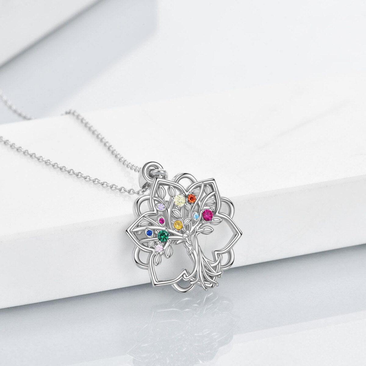 Collier en argent sterling avec pendentif Calla Lily & Tree Of Life en zircon cubique-4