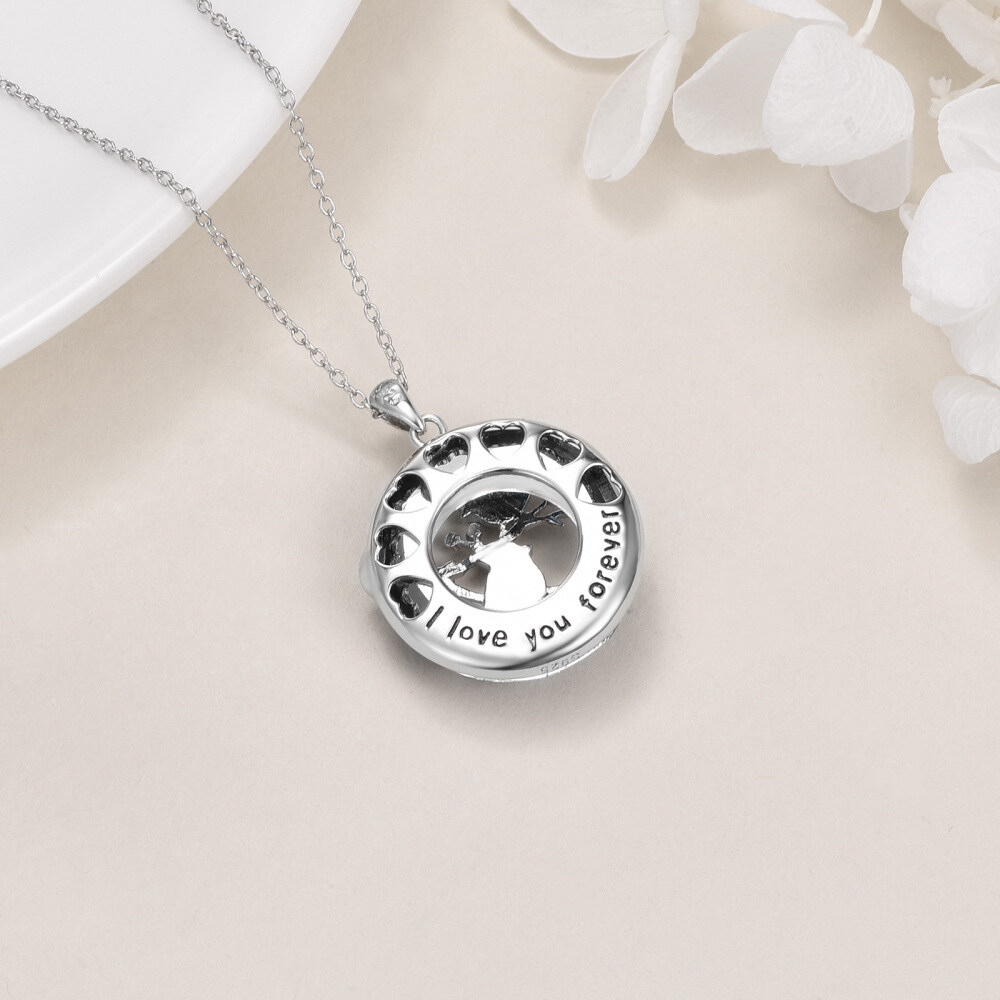 Sterling Silver Cardinal & Tree Of Life & Circle Crystal Pendant Necklace for Women-4