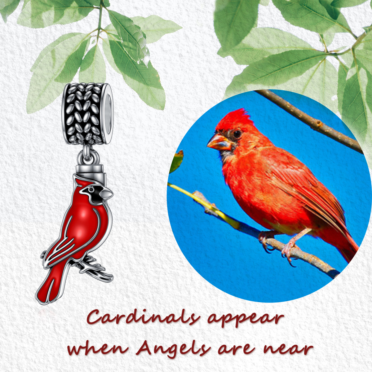 Sterling Silver Cardinal Dangle Charm-3