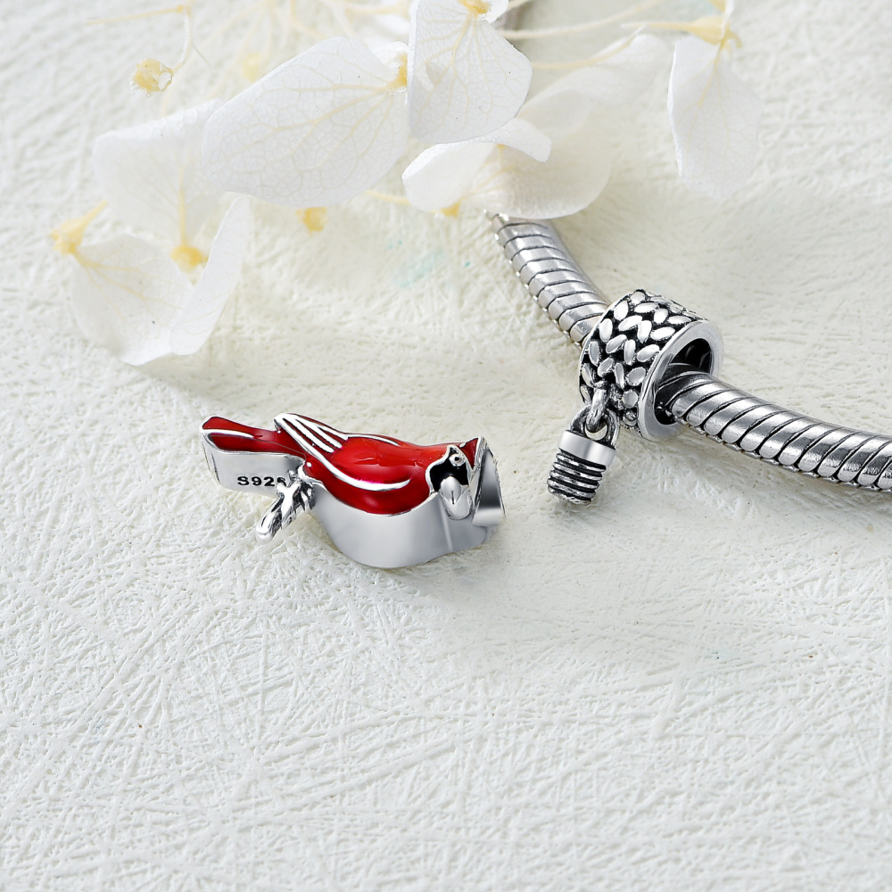 Sterling Silver Cardinal Dangle Charm-5
