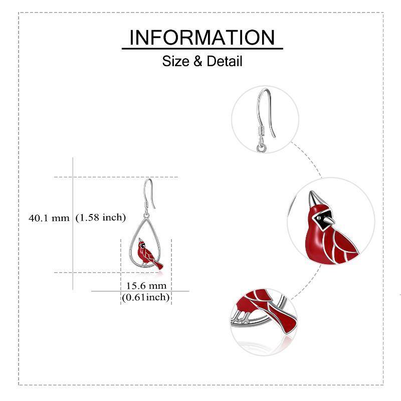 Sterling Silver Cardinal Drop Earrings-5