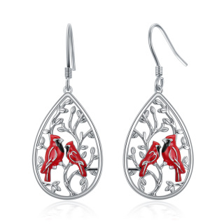 Sterling Silver Cubic Zirconia Cardinal Drop Earrings-26