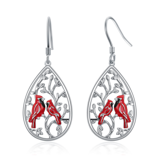 Sterling Silver Cubic Zirconia Cardinal Drop Earrings