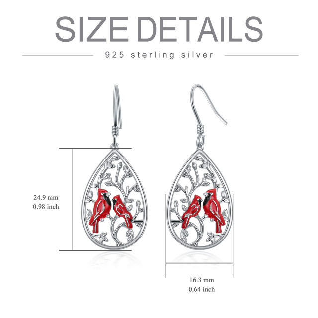 Sterling Silver Cubic Zirconia Cardinal Drop Earrings-3