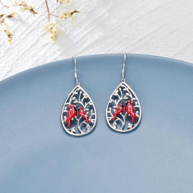 Sterling Silver Cubic Zirconia Cardinal Drop Earrings-5