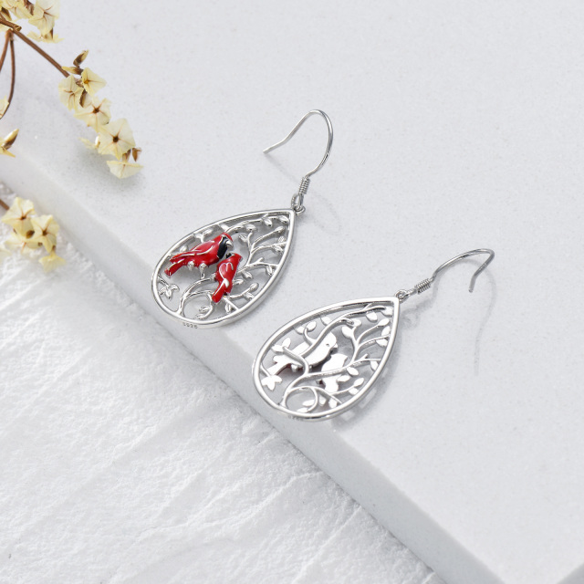 Sterling Silver Cubic Zirconia Cardinal Drop Earrings-6