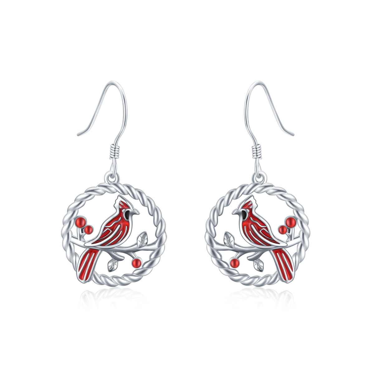 Pendants d'oreilles cardinaux en argent sterling-1