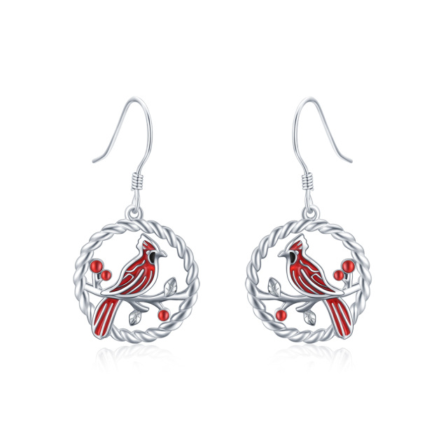 Sterling Silver Cardinal Drop Earrings-1