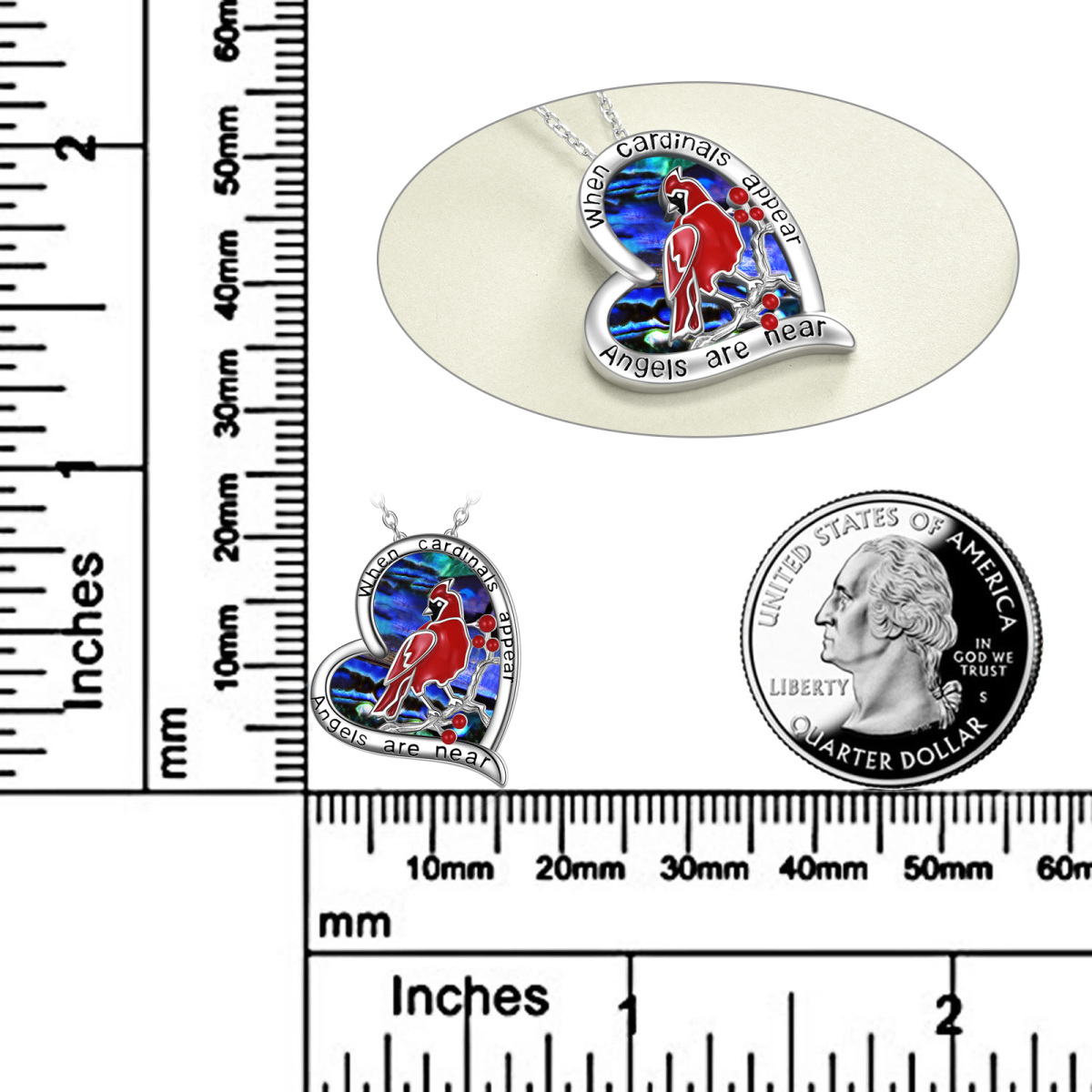 Halskette mit Anhänger aus Sterlingsilber mit Kardinalherz-Kristall-5