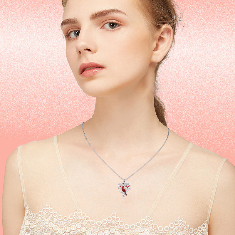 Sterling zilveren kardinaal & hart hanger ketting-5