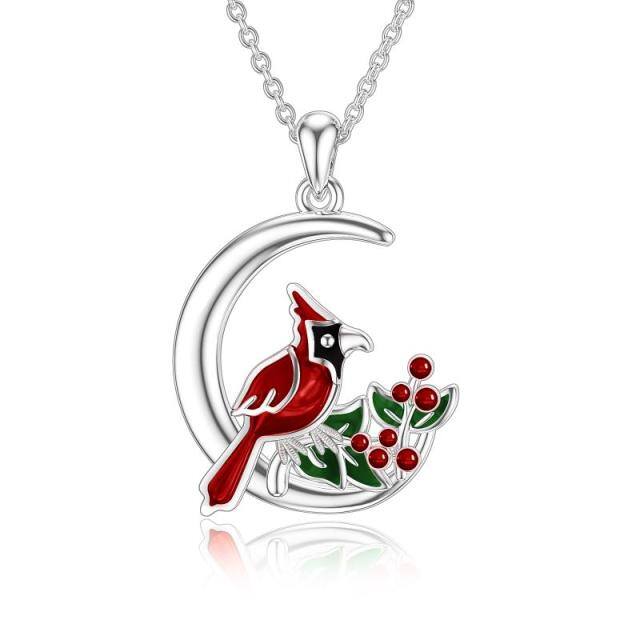 Collier en argent sterling avec pendentif cardinal et lune-1