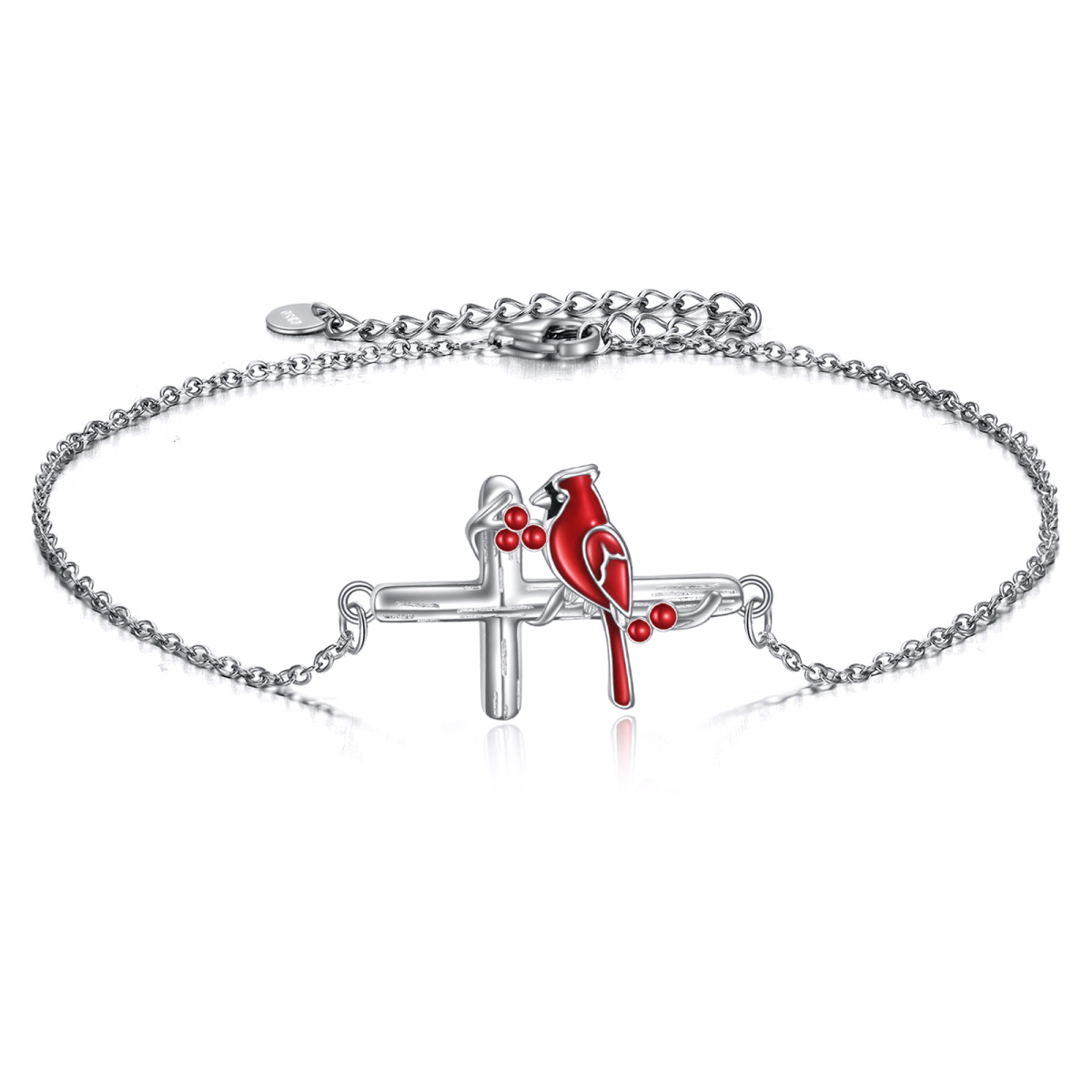 Pulsera con colgante cardenal de plata de ley-1