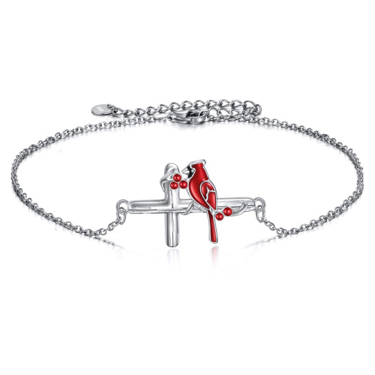 Pulsera con colgante cardenal de plata de ley