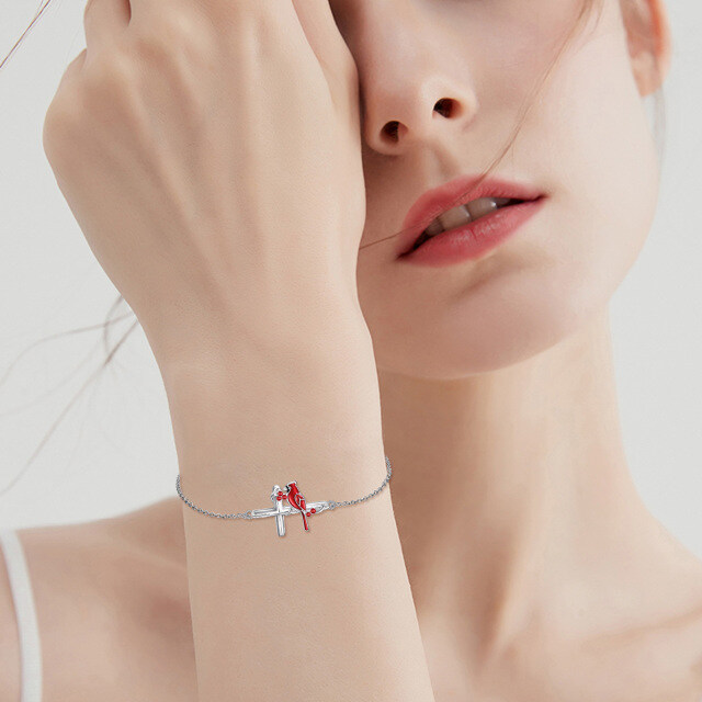 Bracciale con pendente cardinale in argento sterling-2