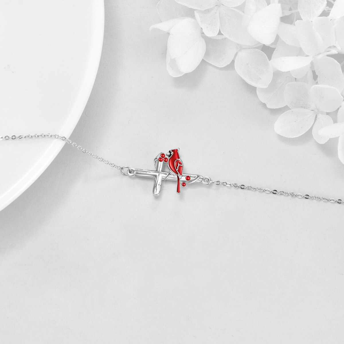 Bracelet pendentif cardinal en argent sterling-4