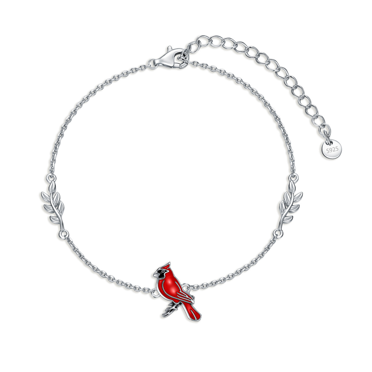 Pulseira com pingente de cardeal em prata de lei-1