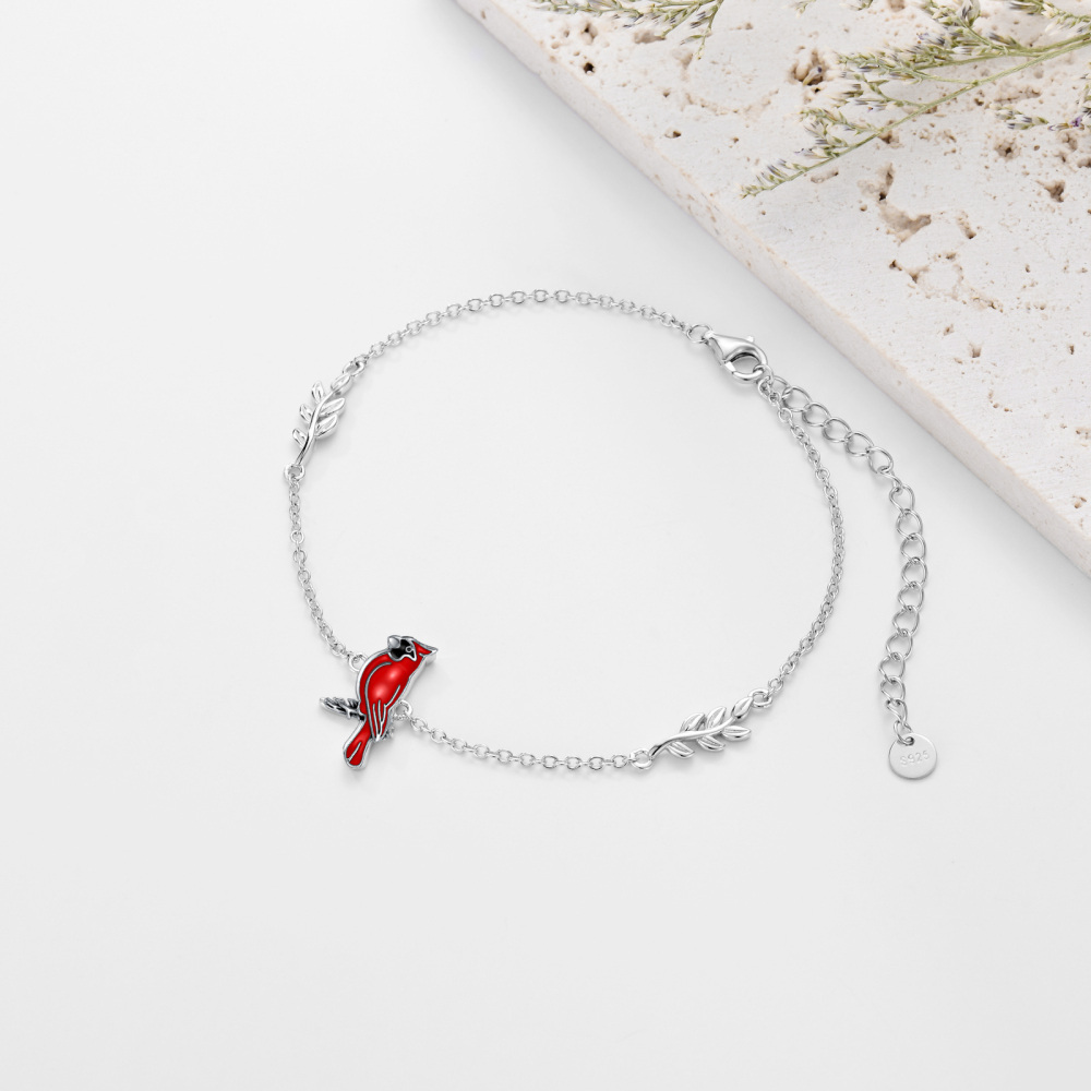 Sterling Silver Cardinal Charm Bracelet-3