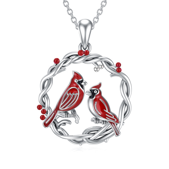 Collana con ciondolo a forma di cardinale in argento sterling