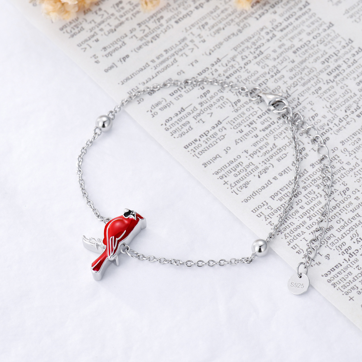 Sterling Silver Cardinal Urn Bracelet for Ashes-3