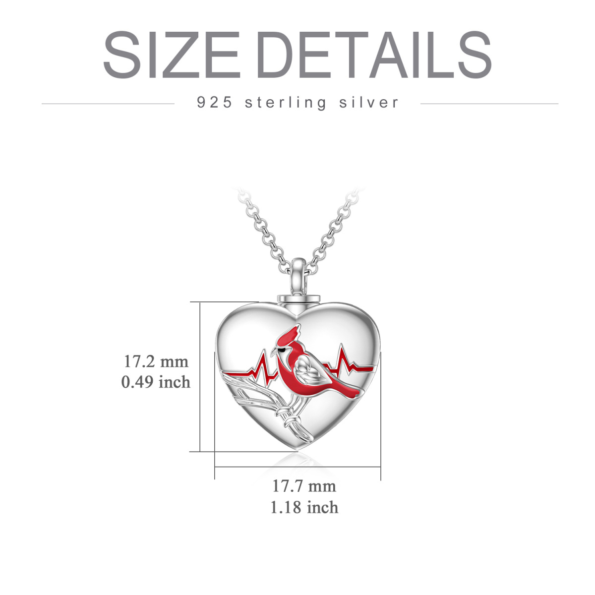 Collier d'urne cardinal en argent sterling pour les cendres-6