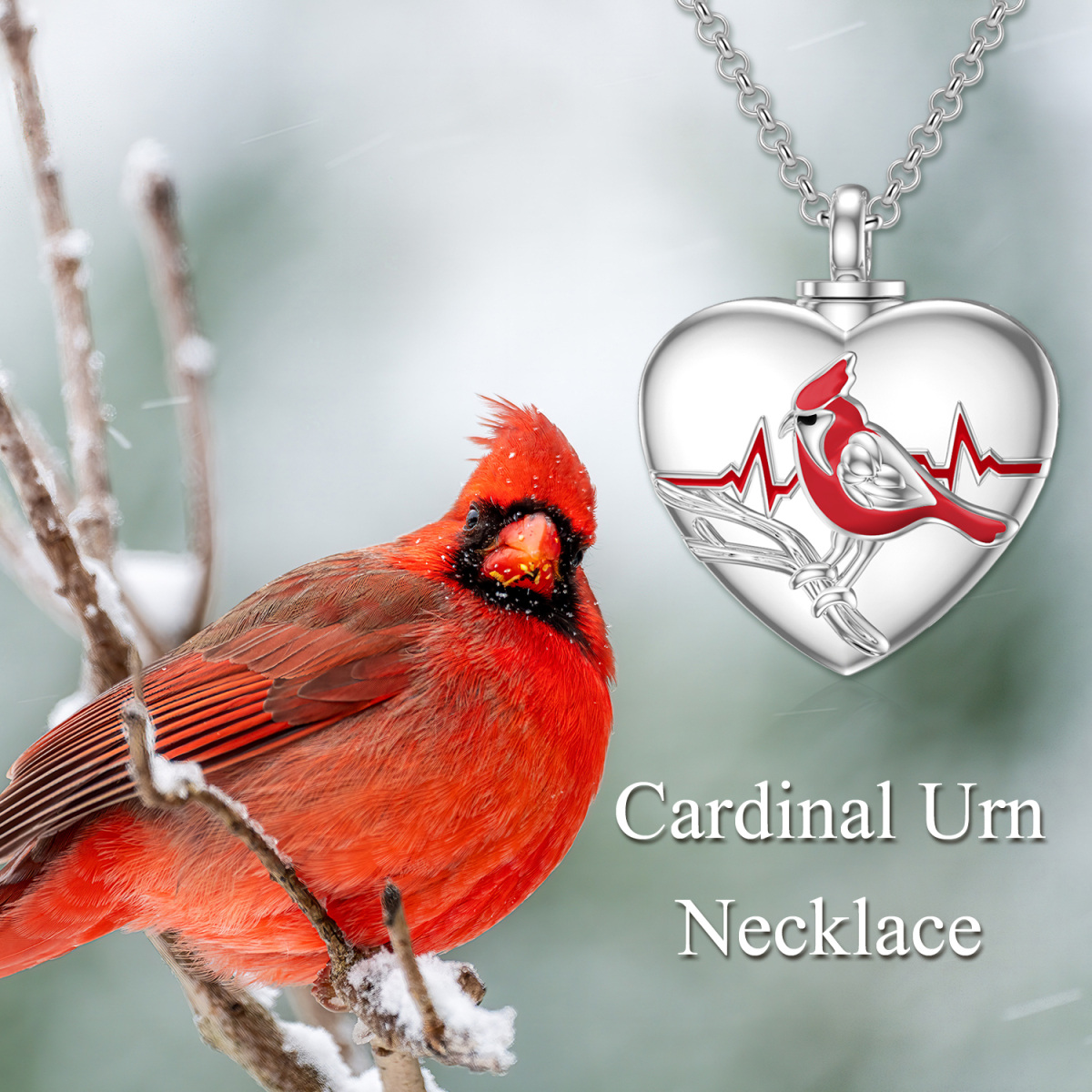 Collar Urna Cardenal de Plata de Ley para Cenizas-7