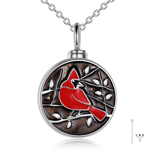 Collana con urna cardinale in argento sterling per ceneri con parola incisa