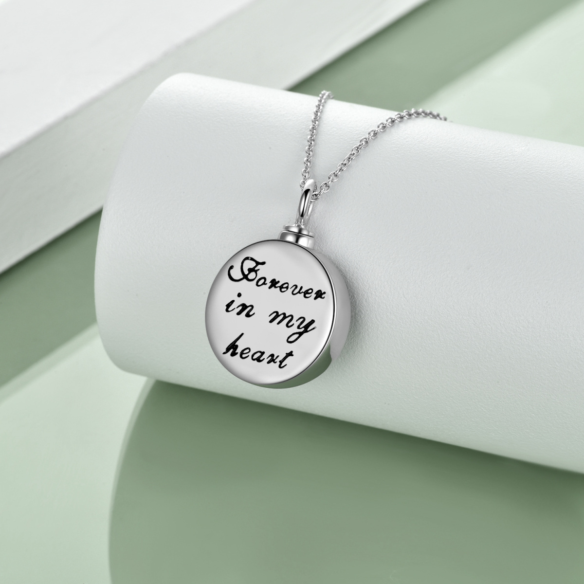 Sterling Silver Cardinal Urn Necklace for Ashes with Engraved Word-4