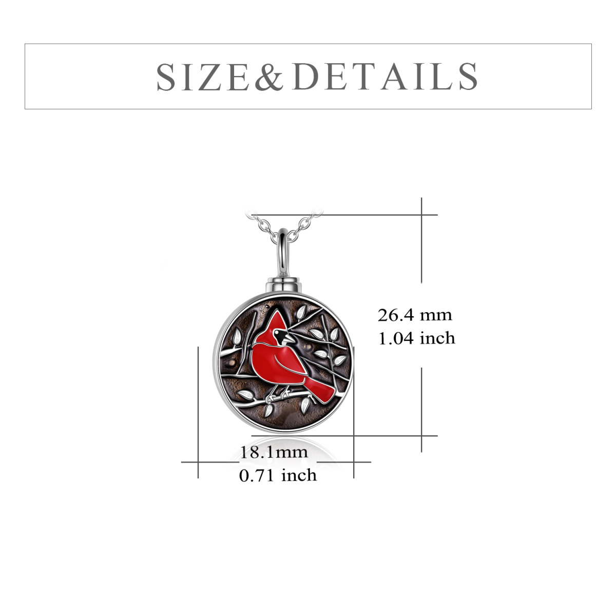 Collier urne cardinal en argent sterling avec mot gravé-5