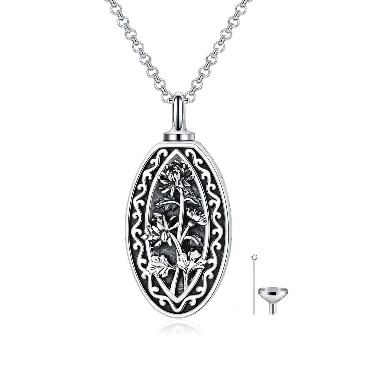 Collier d'urne en argent sterling avec ormeau, coquillages, œillets, jonquille, marguerite, rose et tournesol pour cendres-1