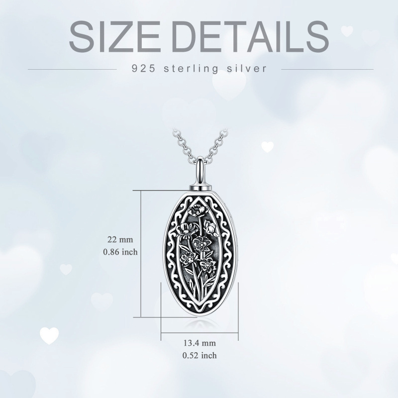 Collar de plata de ley con forma de abulón, mariscos, clavel, narciso, margarita, rosa y girasol para cenizas-5