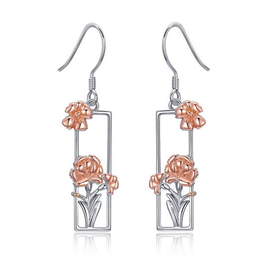 Pendientes de plata de ley con clavel