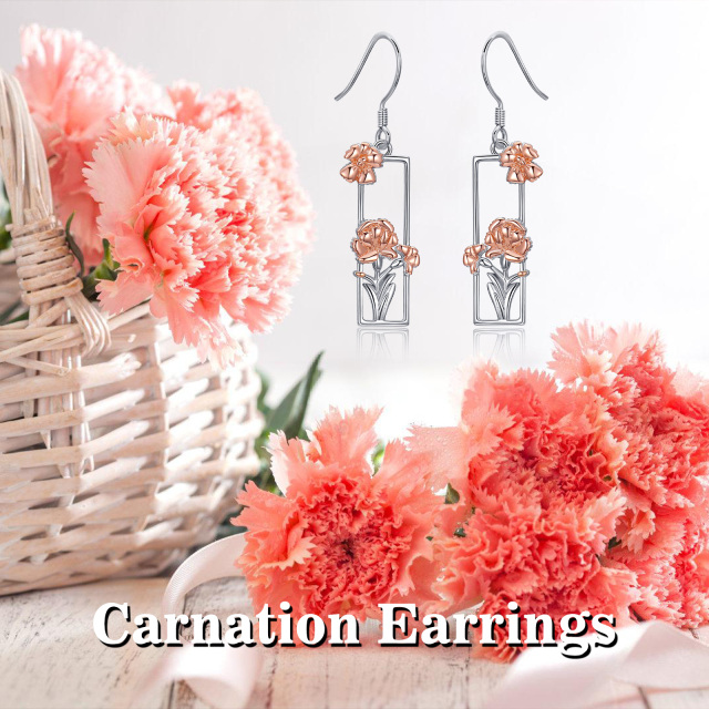 Sterling Silver Carnation Drop Earrings-6