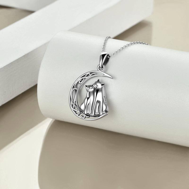 Sterling Silver Cat & Moon With Celtic Knot Urn Necklace For Ashes-4
