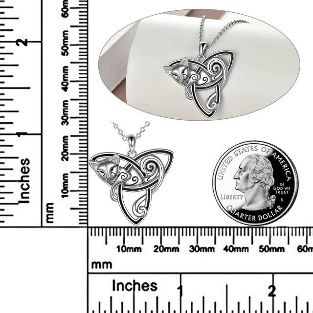 Collier en argent sterling avec pendentif chat et nœud celtique-5