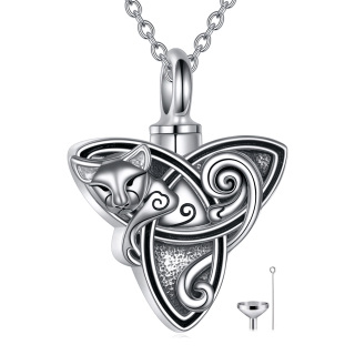 Sterling Silver Cat & Celtic Knot Urn Necklace for Ashes-15